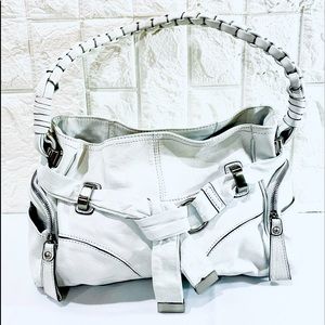 b. makowsky - White Leather Multi-Pocket Shoulder Bag